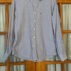 American Eagle Men's Blue Striped Shirt